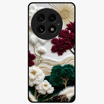 Radiant Bloom Elegance Glass Case for 1+13 elegant front view featuring luminous floral artwork