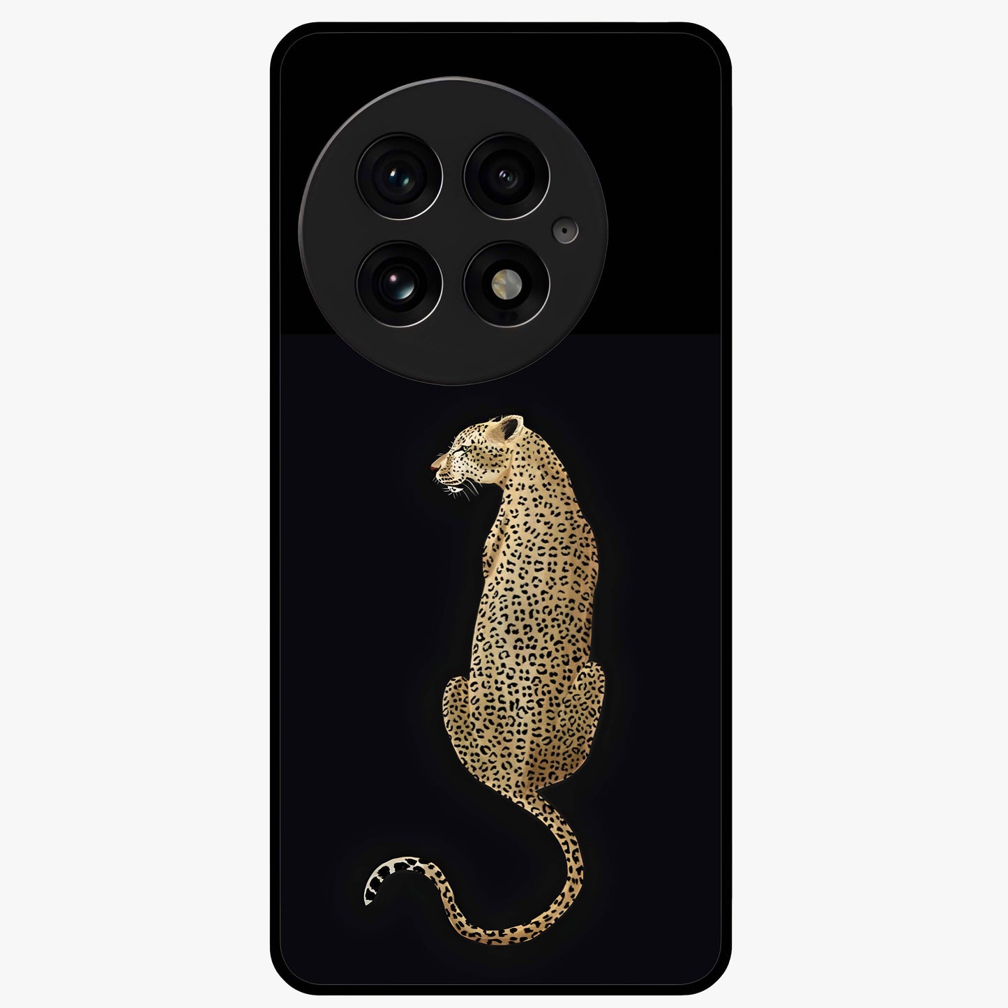 Regal Leopard Glass Case for 1+13 bold front view featuring majestic leopard artwork with rich tones