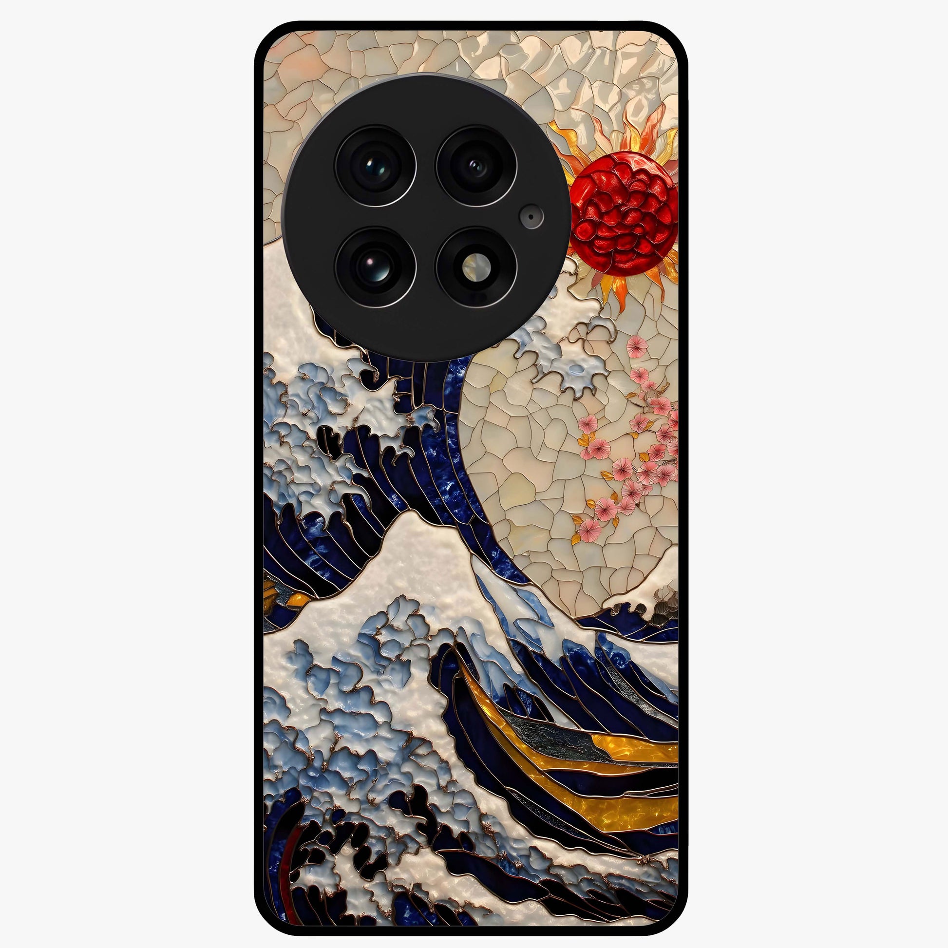 Rising Wave Glory Glass Case for 1+13 dynamic front view featuring powerful wave inspired artwork