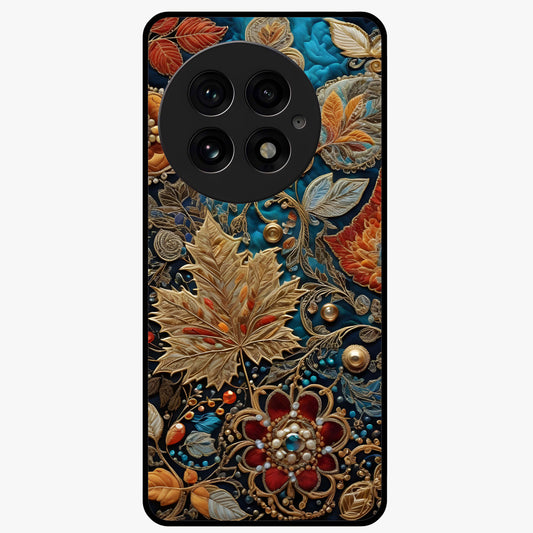 Royal Jewel Garden Glass Case for 1+13 luxurious front view featuring ornate floral artwork with jewel accents