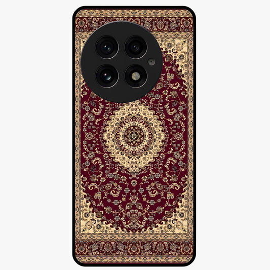 Royal Maroon Heritage Glass Case for 1+13 bold front view featuring intricate heritage pattern artwork in maroon tones