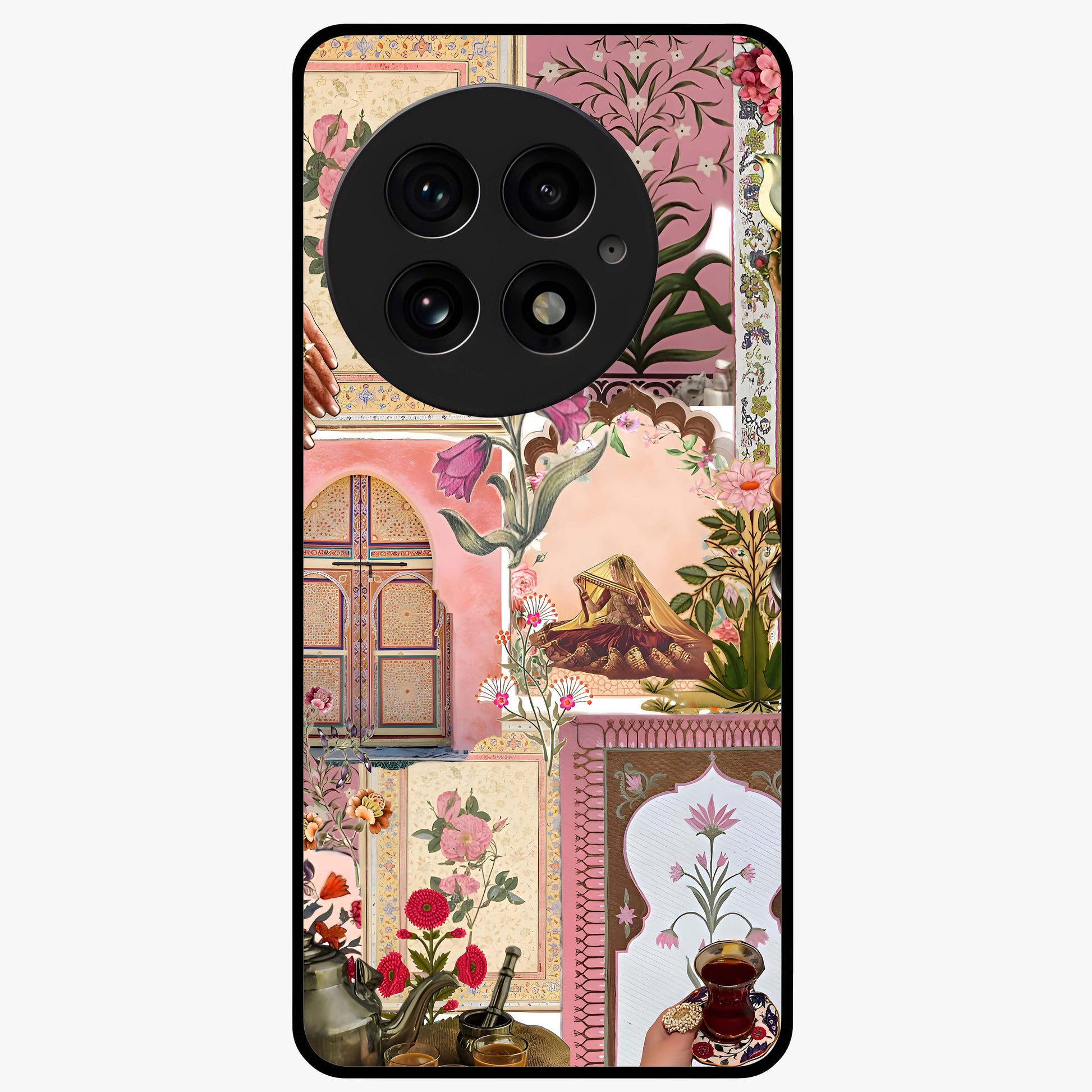 Royal Pink Legacy Glass Case for 1+13 elegant front view featuring luxurious pink themed artistic artwork