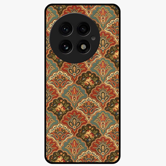 Royal Threadwork Glass Case for 1+13 elegant front view featuring embroidered threadwork inspired artwork