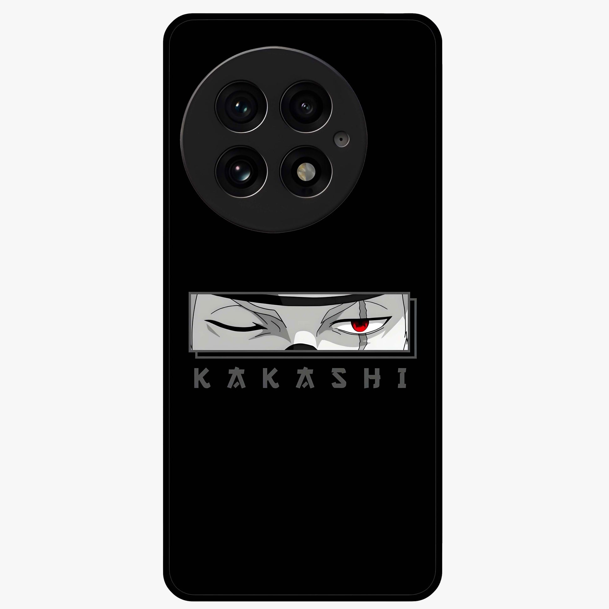 Scarlet Ninja Gaze Glass Case for 1+13 striking front view featuring ninja inspired artwork in crimson tones