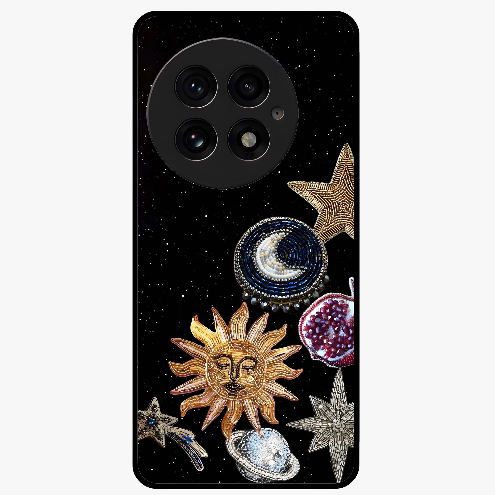 Scarlet Sky Flight Glass Case for 1+13 dramatic front view featuring bold sky inspired artwork in scarlet tones