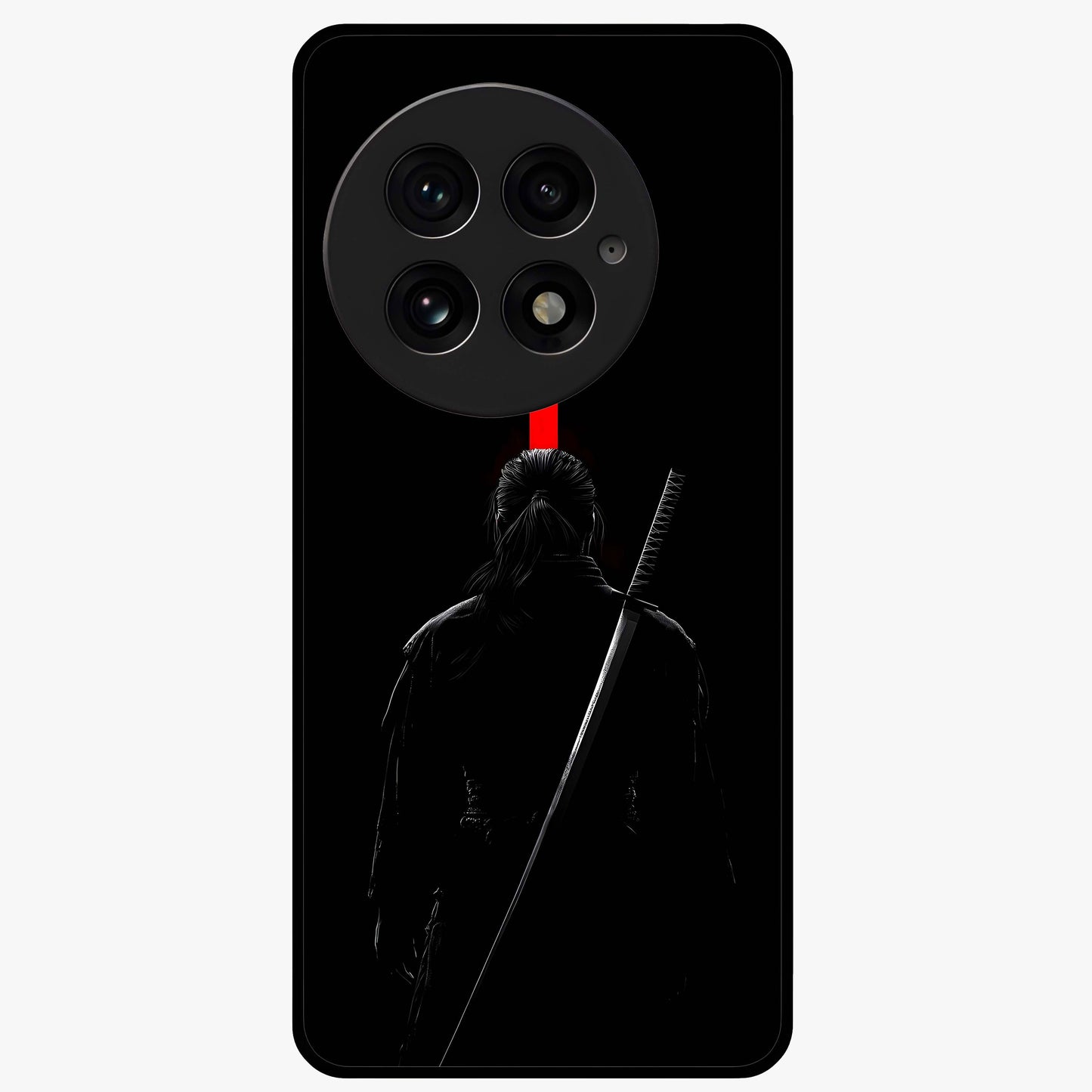 Silent Blade Resolve Glass Case for 1+13 bold front view featuring stealth warrior inspired artwork
