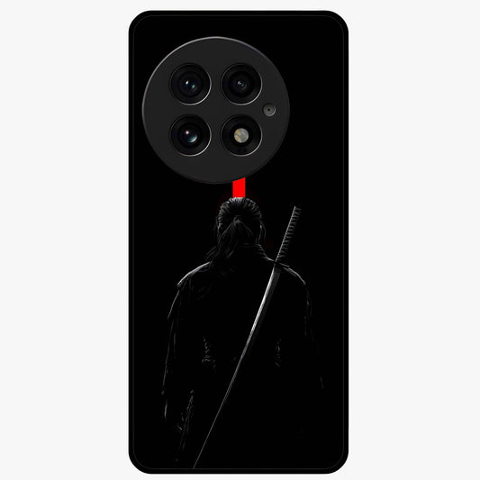 Silent Blade Resolve Glass Case for 1+13 bold front view featuring stealth warrior inspired artwork