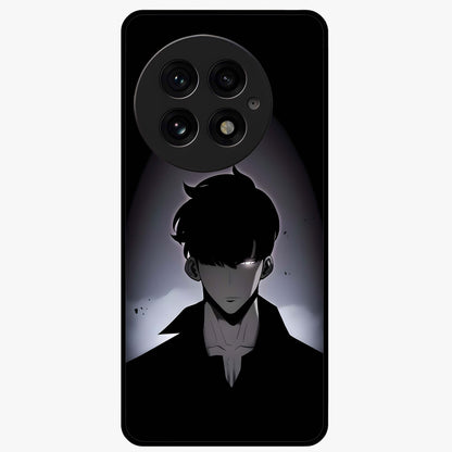 Silent Shadow Awakening Glass Case for 1+13 intense front view featuring dark warrior inspired artwork