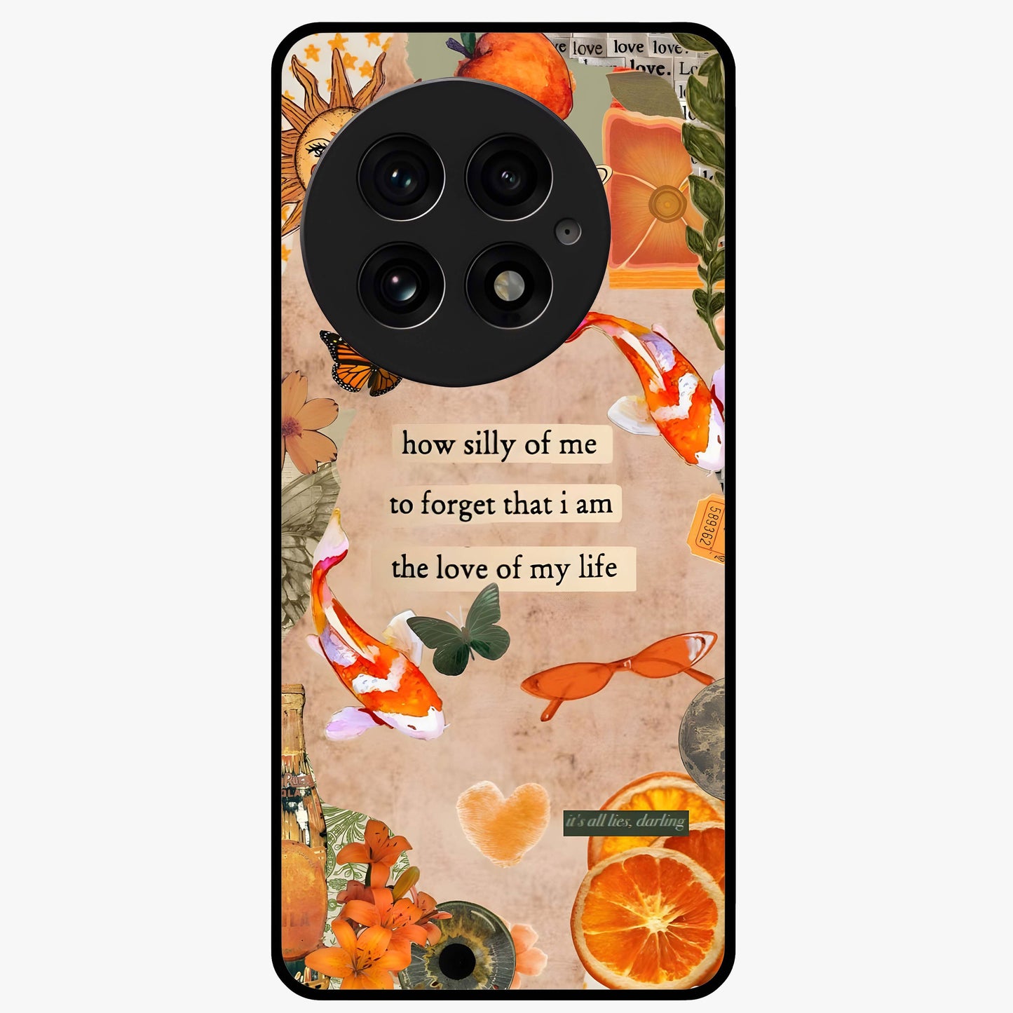 Soft Chaos Aesthetic Glass Case for 1+13 artistic front view featuring abstract chaotic artwork in soft pastel tones