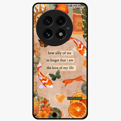 Soft Chaos Aesthetic Glass Case for 1+13 artistic front view featuring abstract chaotic artwork in soft pastel tones