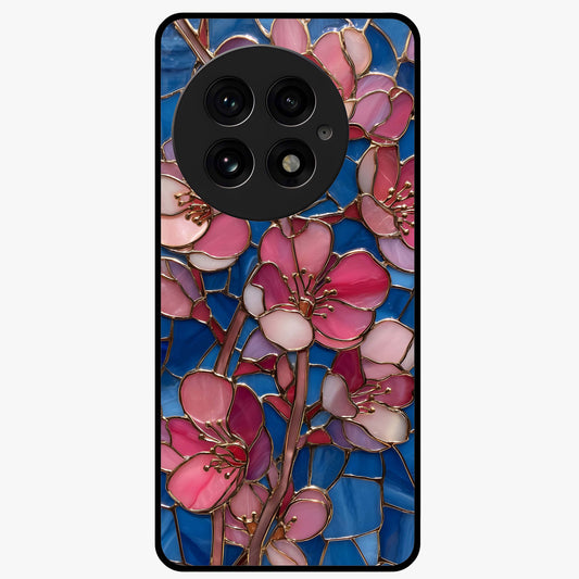 Stained Bloom Grace Glass Case for 1+13 elegant front view featuring stained glass inspired floral artwork