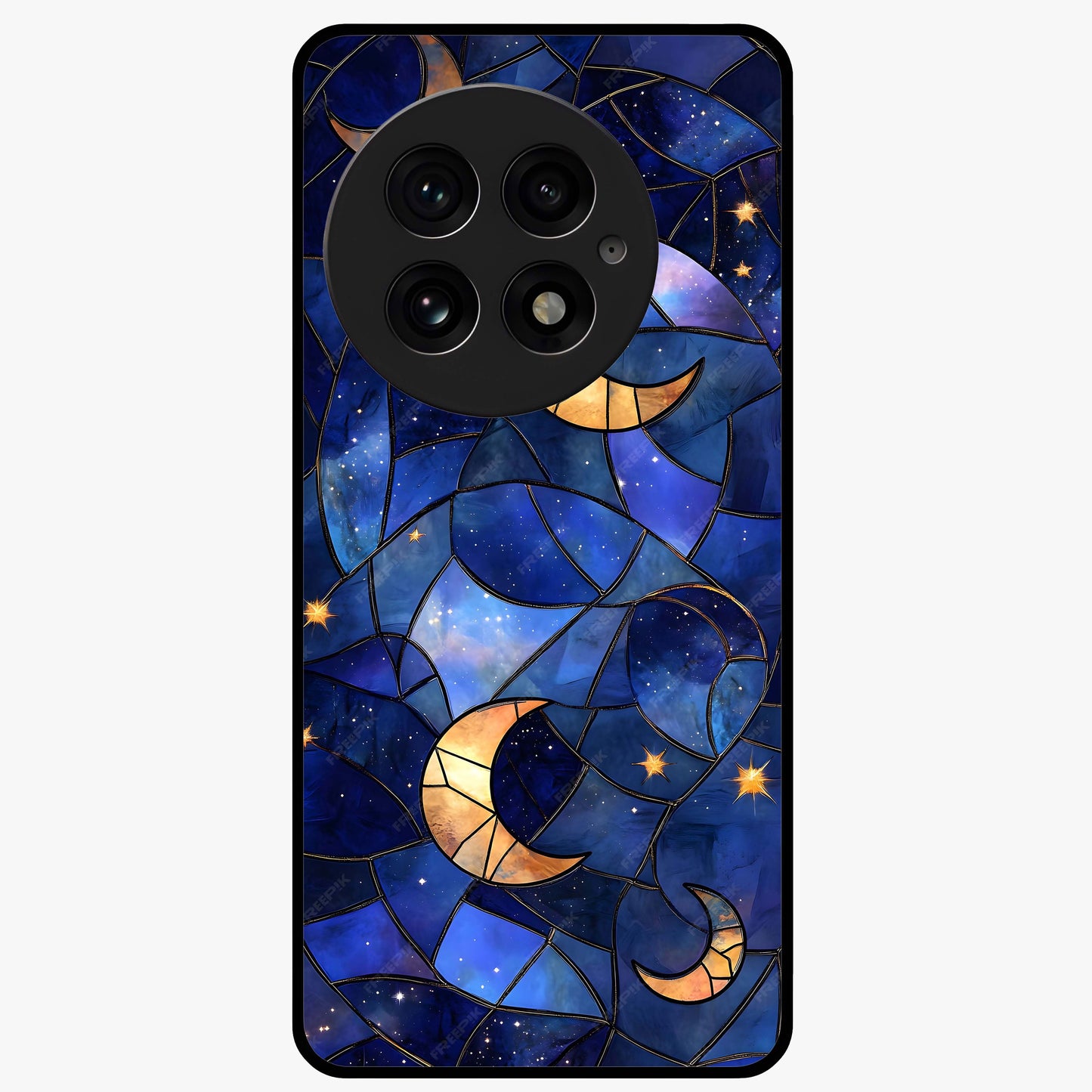 Starlit Sky Tapestry Glass Case for 1+13 elegant front view featuring starry sky artwork in tapestry style