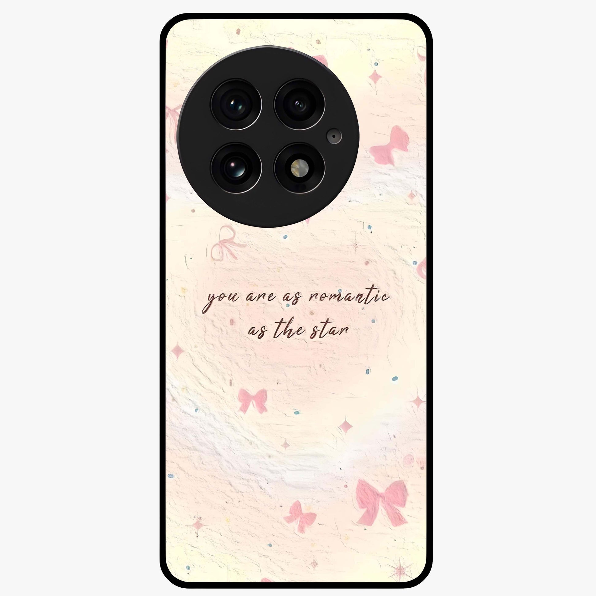 Starry Bow Romance Glass Case for 1+13 charming front view featuring romantic bow artwork with star accents