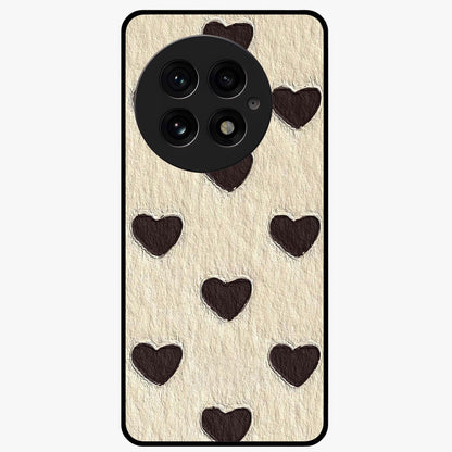 Textured Love Pattern Glass Case for 1+13 romantic front view featuring heart themed textured artwork