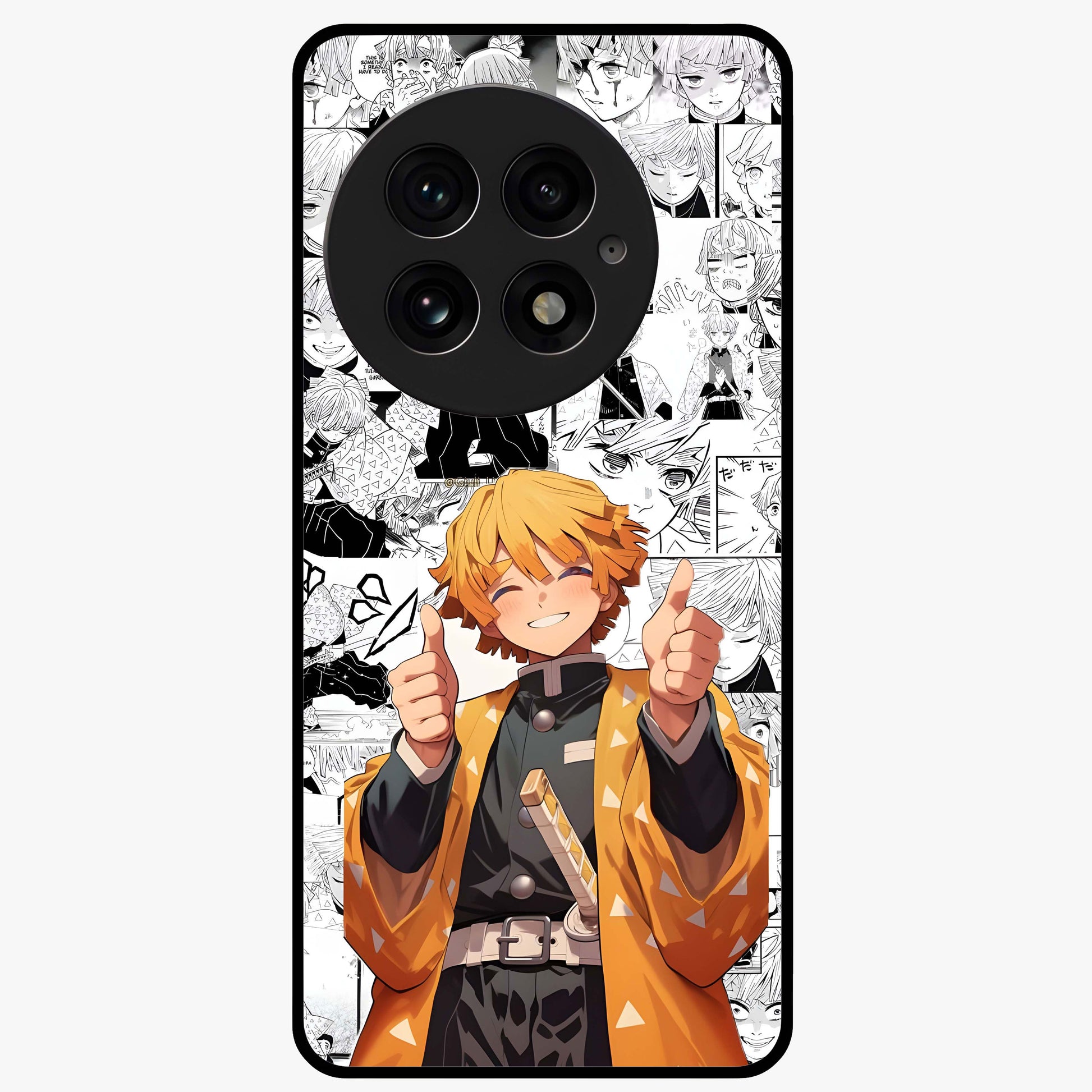 Thunder Smile Hero Glass Case for 1+13 bold front view featuring powerful hero inspired artwork with electric tones