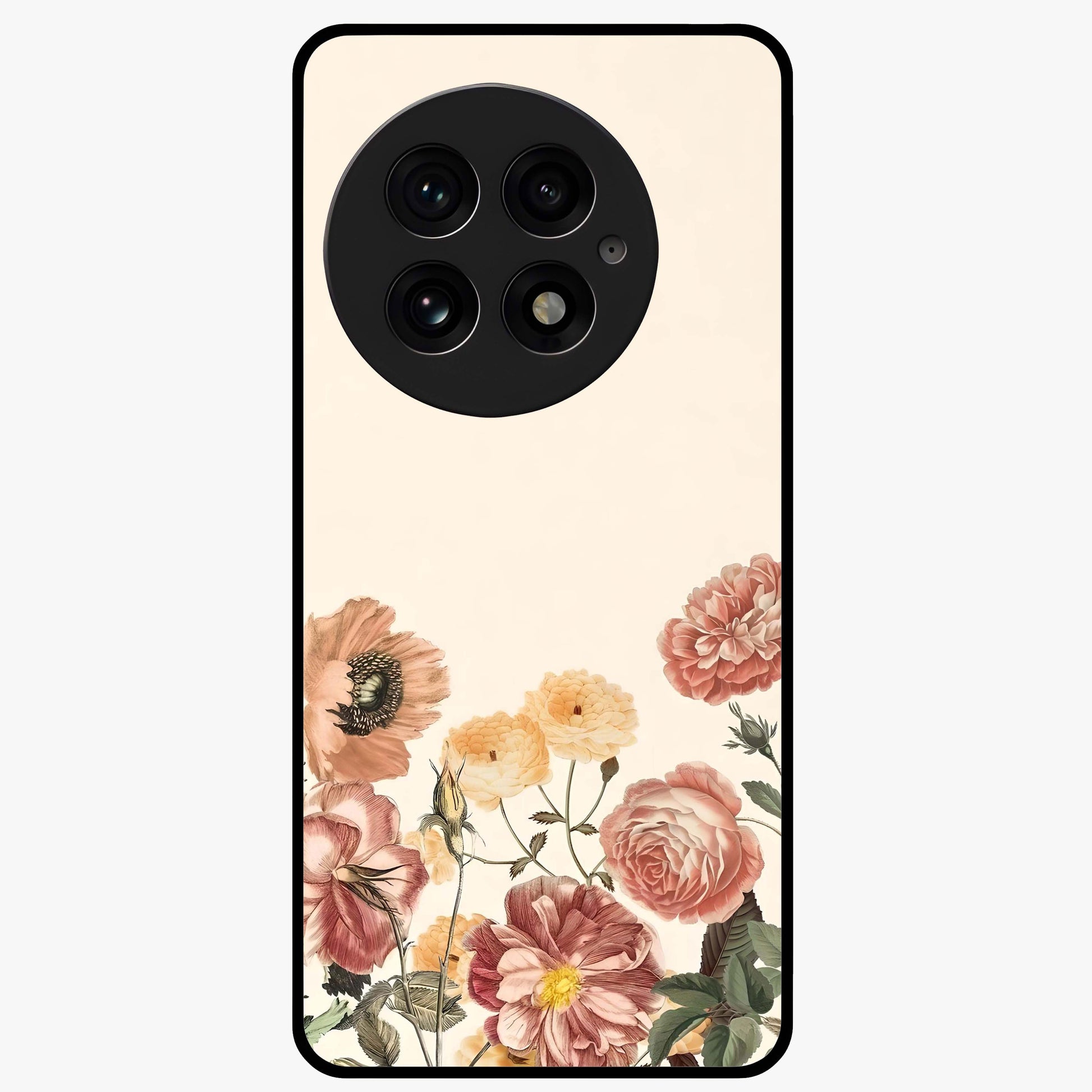 Timeless Garden Romance Glass Case for 1+13 elegant front view featuring classic floral garden artwork