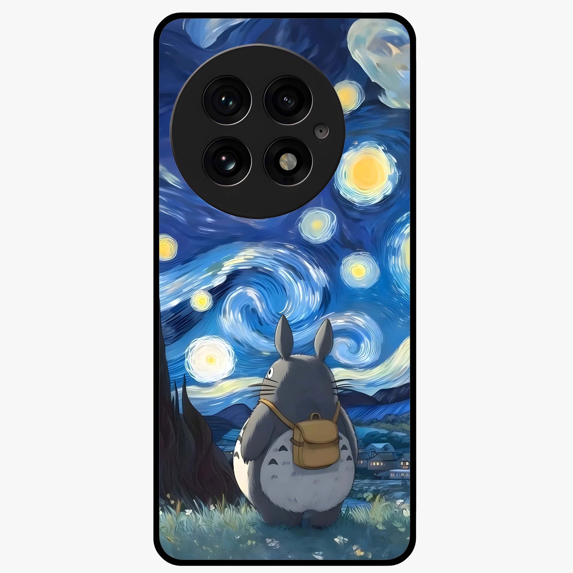 Totoro in Van Gogh Art Glass Case for 1+13 artistic front view featuring whimsical character artwork in painterly style