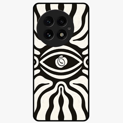 Trancewave Illusion Art Glass Case for 1+13 vibrant front view featuring abstract illusion inspired artwork