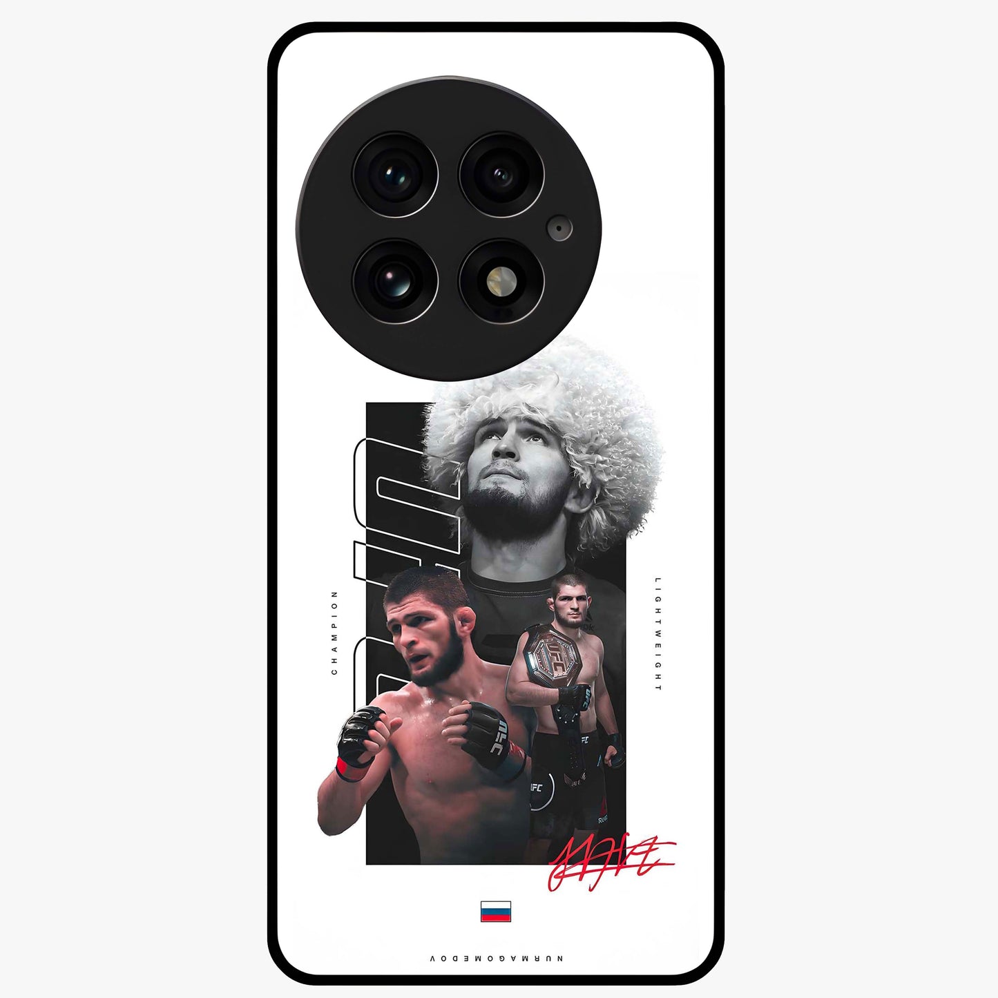 Unbeaten Warrior Legacy Glass Case for 1+13 powerful front view featuring fearless warrior inspired artwork
