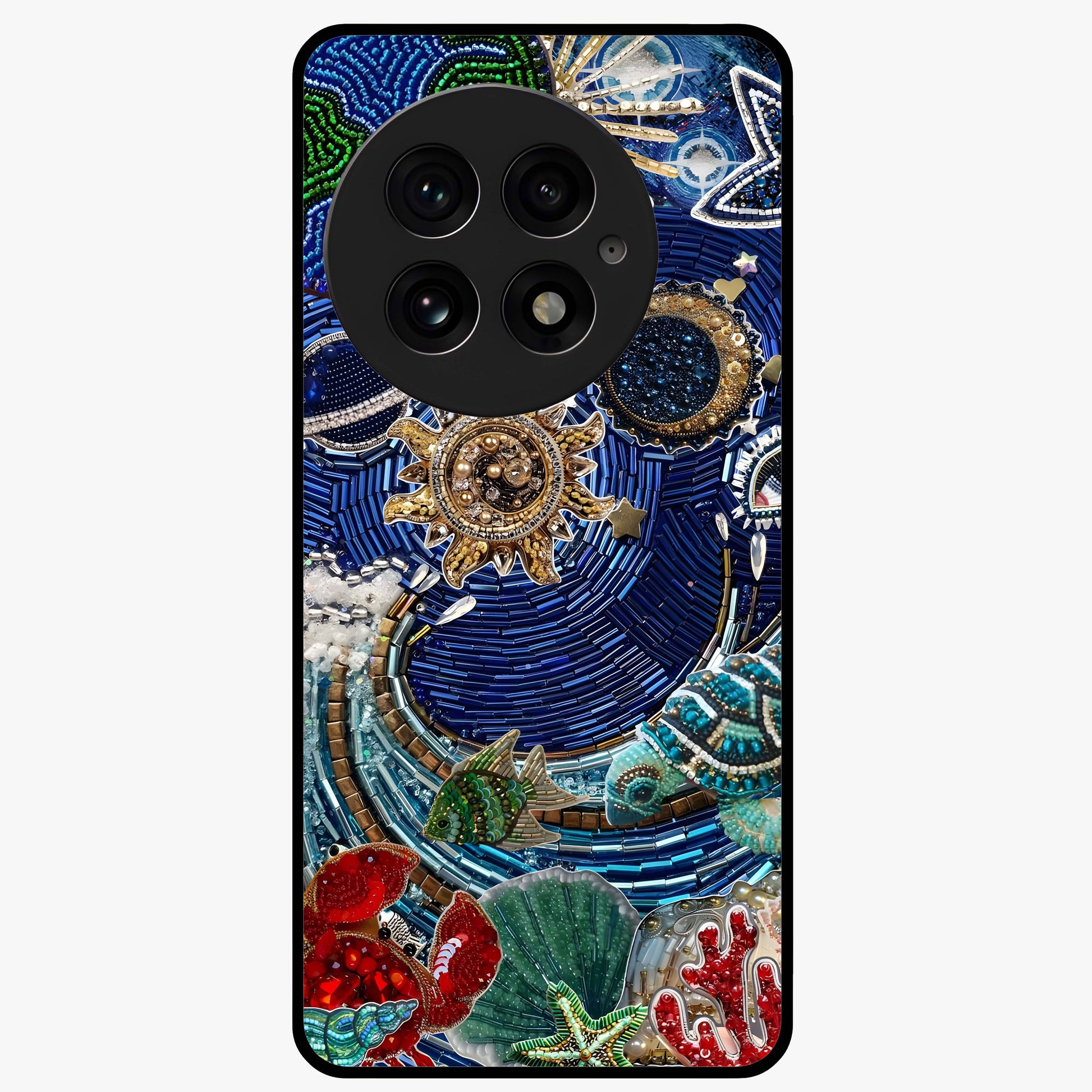 Universe Underwater Spark Glass Case for 1+13 imaginative front view featuring cosmic underwater themed artwork