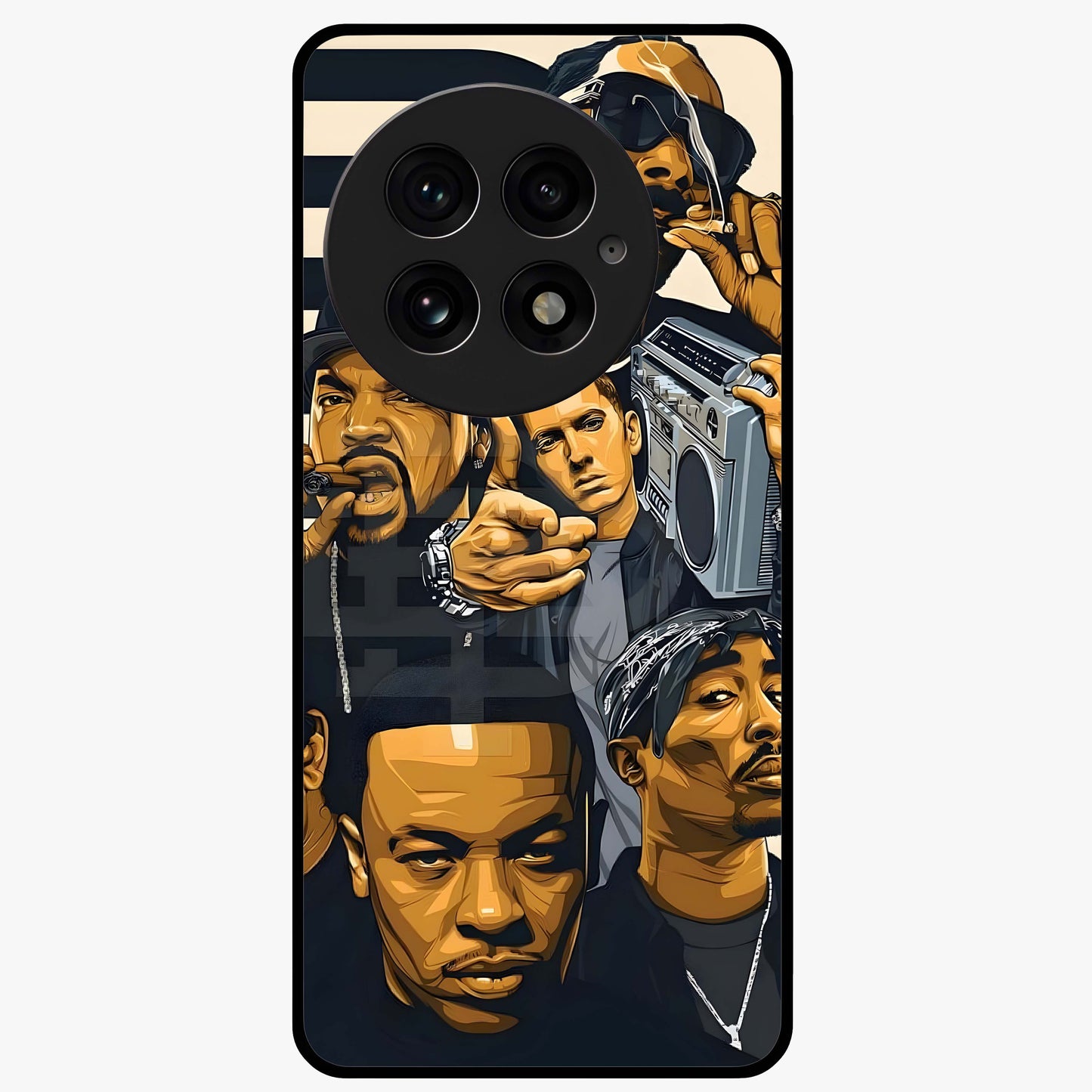 Urban Rap Legends Glass Case for 1+13 bold front view featuring street inspired music artwork