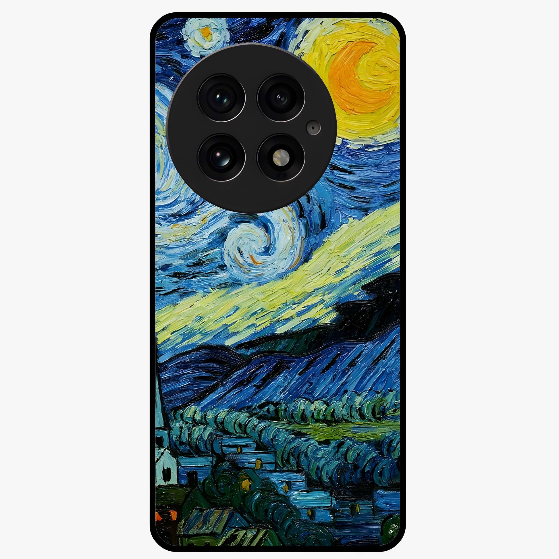 Van Gogh Art Glass Case for 1+13 artistic front view featuring painterly inspired classic artwork
