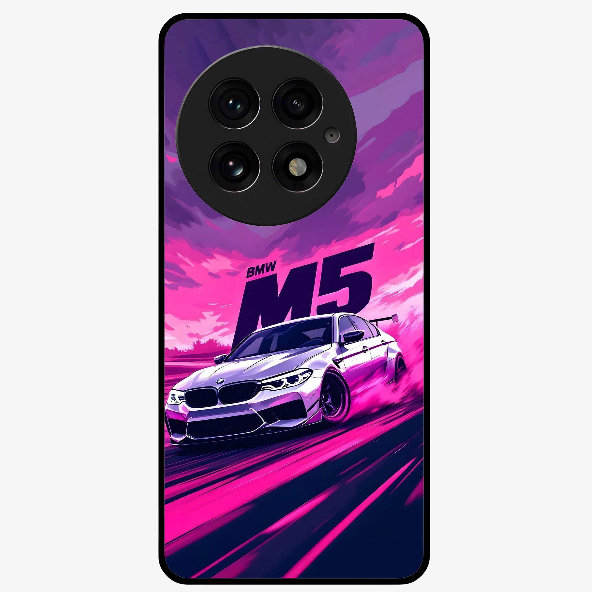 Velocity Drift Pulse Glass Case for 1+13 dynamic front view featuring racing inspired motion artwork