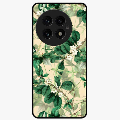 Verdant Garden Whispers Glass Case for 1+13 serene front view featuring lush green floral artwork