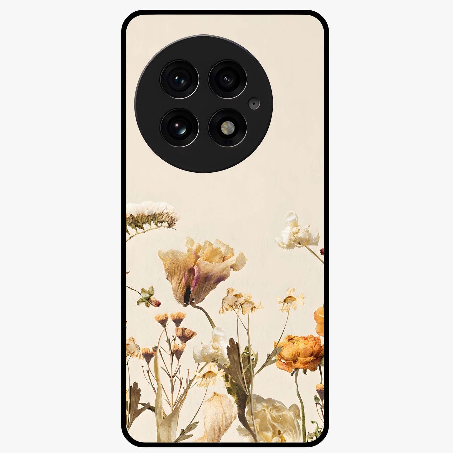 Vintage Petal Love With Custom Name Glass Case for 1+13 romantic front view featuring floral artwork with personalized name detail