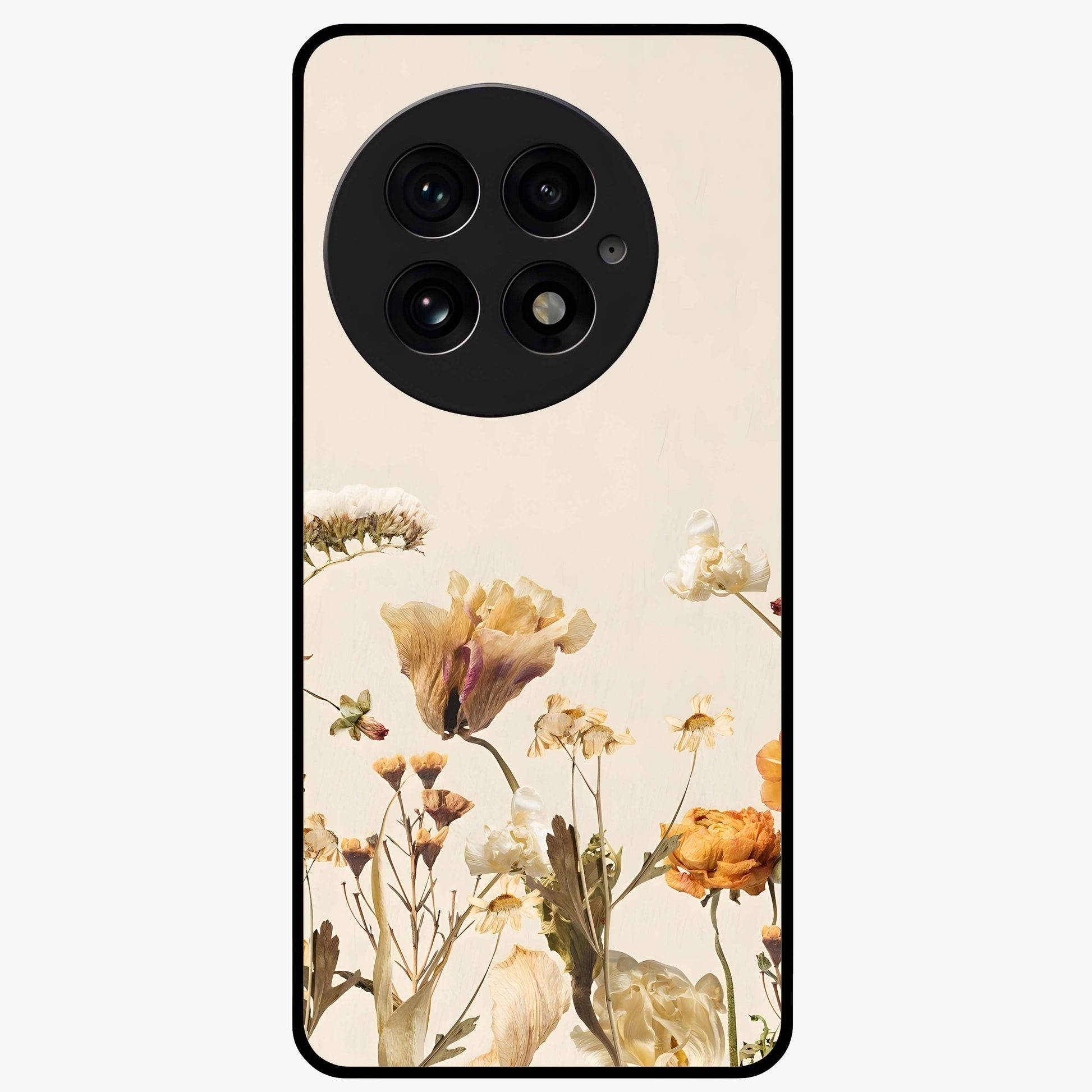Vintage Petal Love With Custom Name Glass Case for 1+13 romantic front view featuring floral artwork with personalized name detail