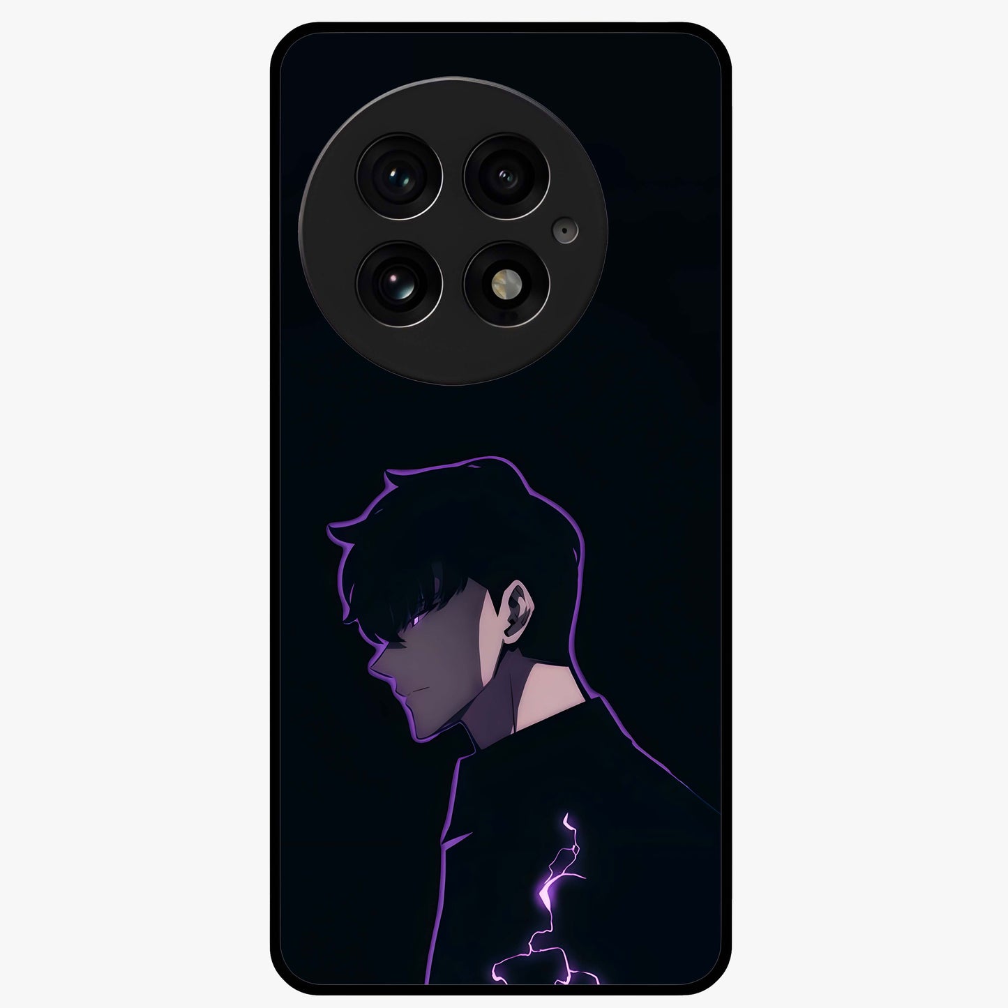 Void Lightning Phantom Glass Case for 1+13 electrifying front view featuring lightning inspired dark artwork