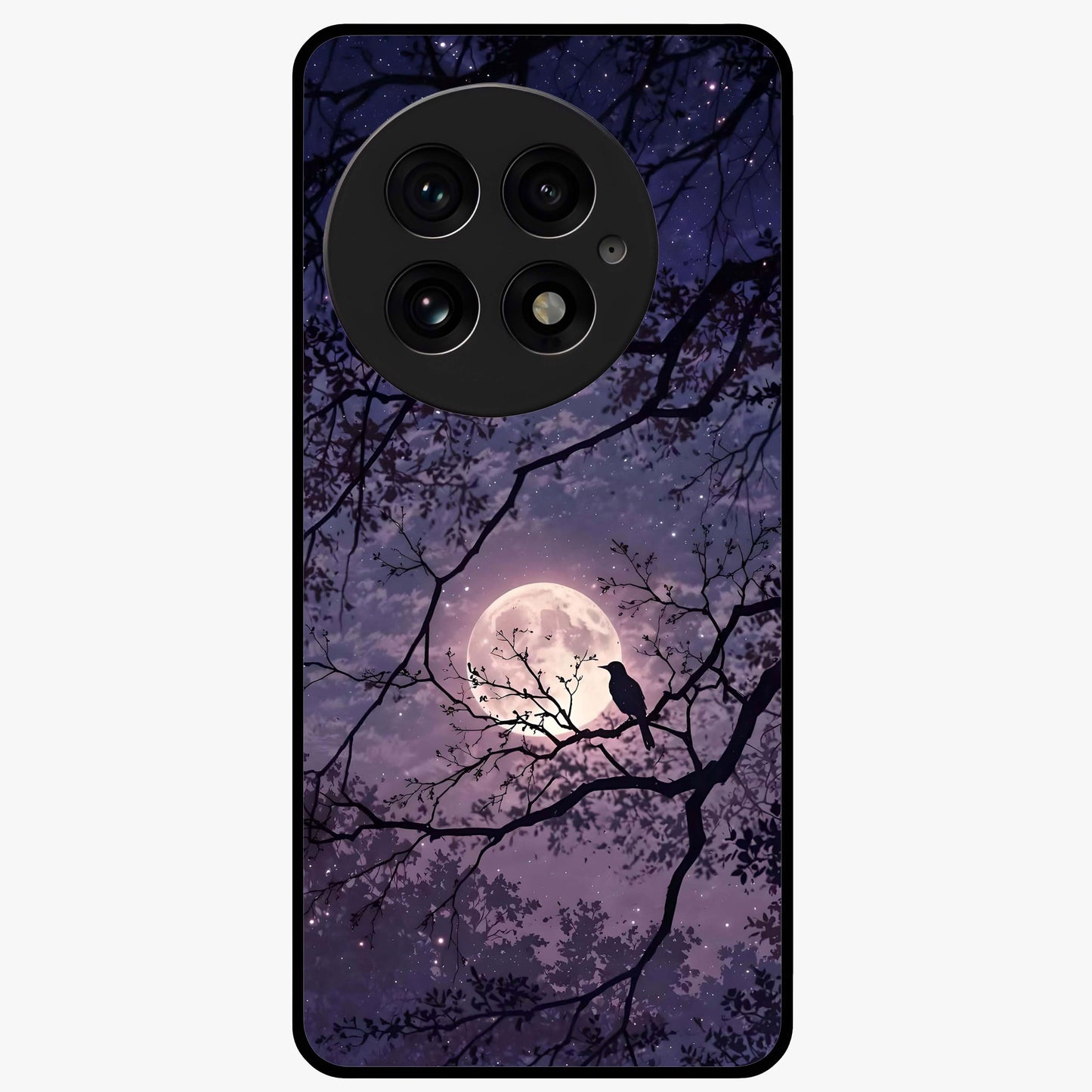 Whispering Moon Silence Glass Case for 1+13 serene front view featuring moon inspired artwork in calm night tones