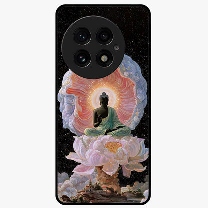 Zen Lotus Realm Glass Case for 1+13 peaceful front view featuring lotus artwork with calm spiritual tones
