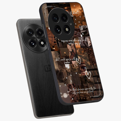 Bittersweet Aesthetic Chaos Glass Case for 1+13 angled mockup showcasing glossy finish and artistic chaotic design
