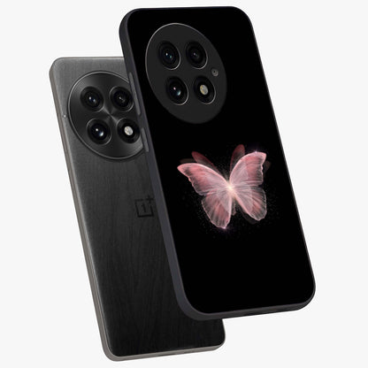 Celestial Wings Butterfly Glass Case for 1+13 angled mockup showcasing glossy finish and luminous wing detailing