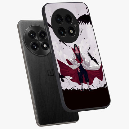 Crimson Crow Ascension Glass Case for 1+13 angled mockup showcasing glossy finish and dramatic gothic design