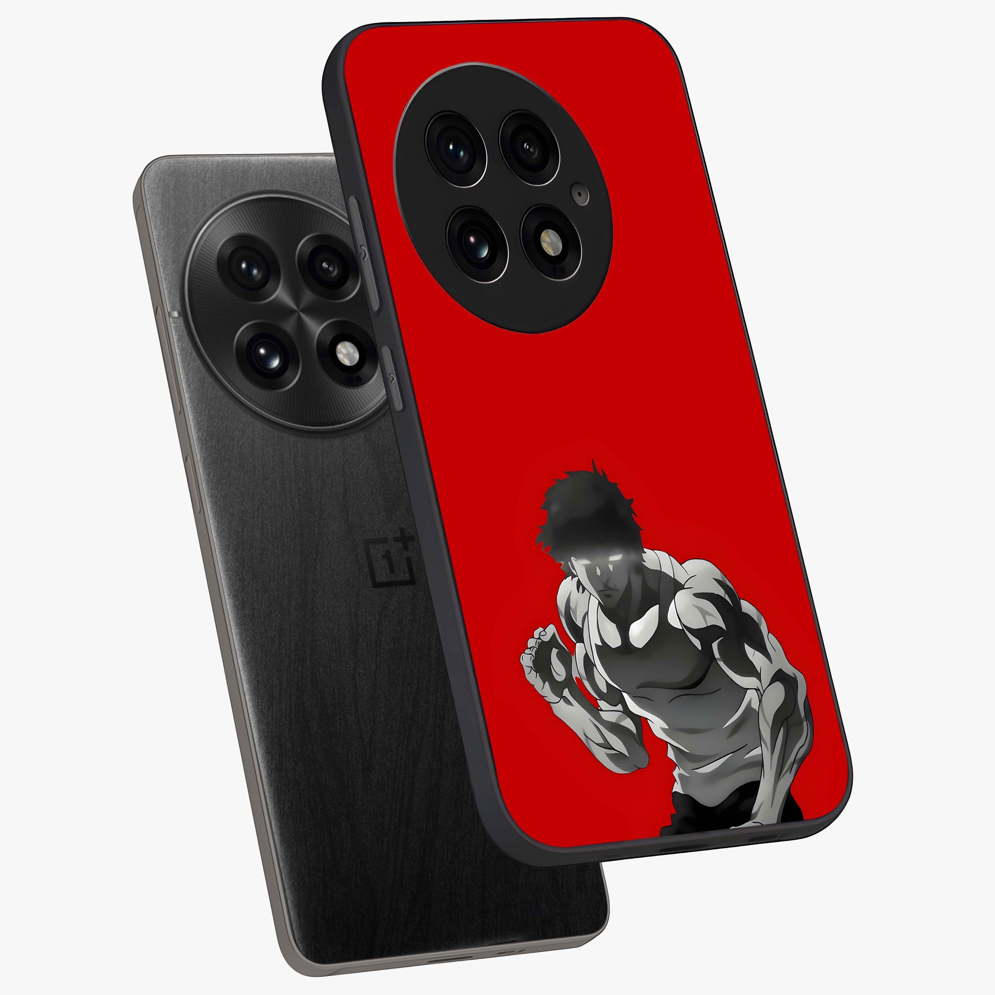 Crimson Power Rush Glass Case for 1+13 angled mockup showcasing glossy finish and high energy design