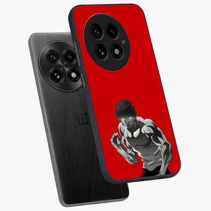 Crimson Power Rush Glass Case for 1+13 angled mockup showcasing glossy finish and high energy design