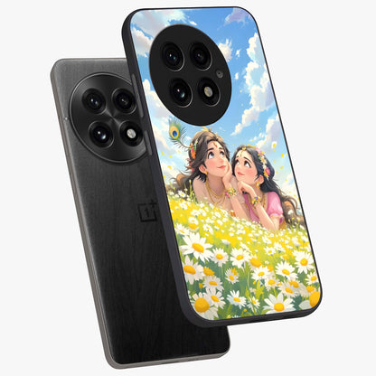 Daisy Daydream Love Glass Case for 1+13 angled mockup showcasing glossy finish and pastel bloom tones