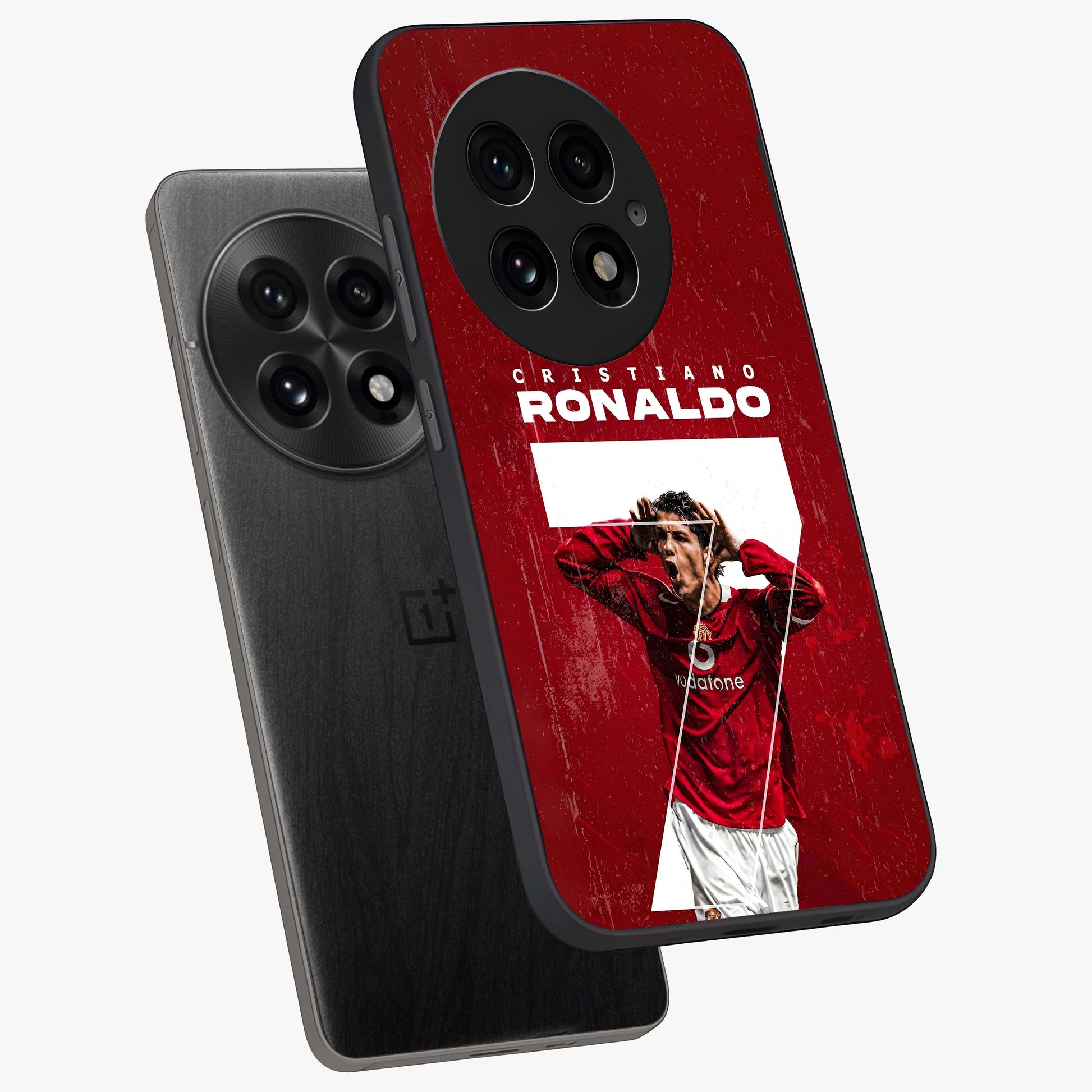 Goal Celebration Legacy Glass Case for 1+13 angled mockup showcasing glossy finish and dynamic action tones