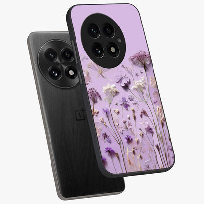 Lavender Blossom Dream Glass Case for 1+13 angled mockup showcasing glossy finish and pastel purple tones