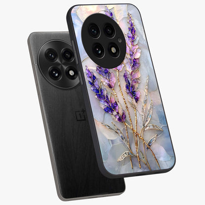 Lavender Dream Glow Glass Case for 1+13 angled mockup showcasing glossy finish and luminous purple gradients