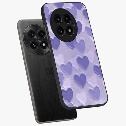 Lavender Paper Hearts Glass Case for 1+13 angled mockup showcasing glossy finish and playful pastel detailing