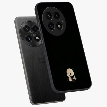 Midnight Panda Love Glass Case for 1+13 angled mockup showcasing glossy finish and soft contrast tones