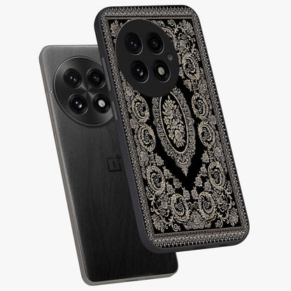 Noir Bloom Elegance Glass Case for 1+13 angled mockup showcasing glossy finish and refined bloom detailing