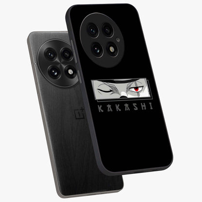 Scarlet Ninja Gaze Glass Case for 1+13 angled mockup showcasing glossy finish and sharp warrior detailing