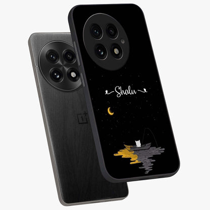 Silent Night Row Glass Case for 1+13 angled mockup showcasing glossy finish and deep shadow tones