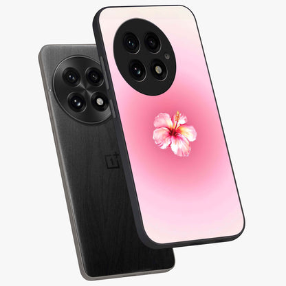 Soft Petal Serenity Glass Case for 1+13 angled mockup showcasing glossy finish and calming bloom detailing
