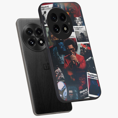 The Weeknd Glass Case for 1+13 angled mockup showcasing glossy finish and bold modern tones