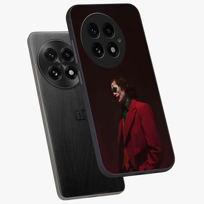 Tragic Chaos King Glass Case for 1+13 angled mockup showcasing glossy finish and bold shadow detailing